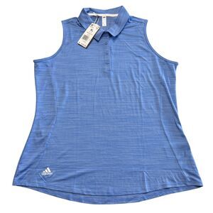 NEW Adidas Womens Sleeveless Golf Shirt Polo XLarge Spacedye Blue Fusion White
